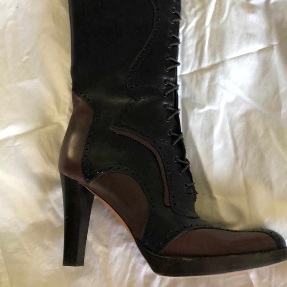 Max Mara tall lace up boots! High heel 37.5 / 7.5